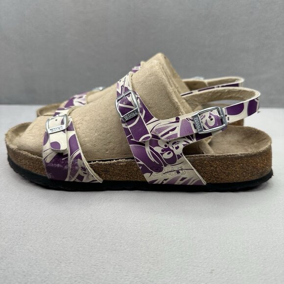 Birkenstock Birki's Womens Size 8 Sandals Purple Floral Birko-Flor Triple Buckle - Picture 3 of 10